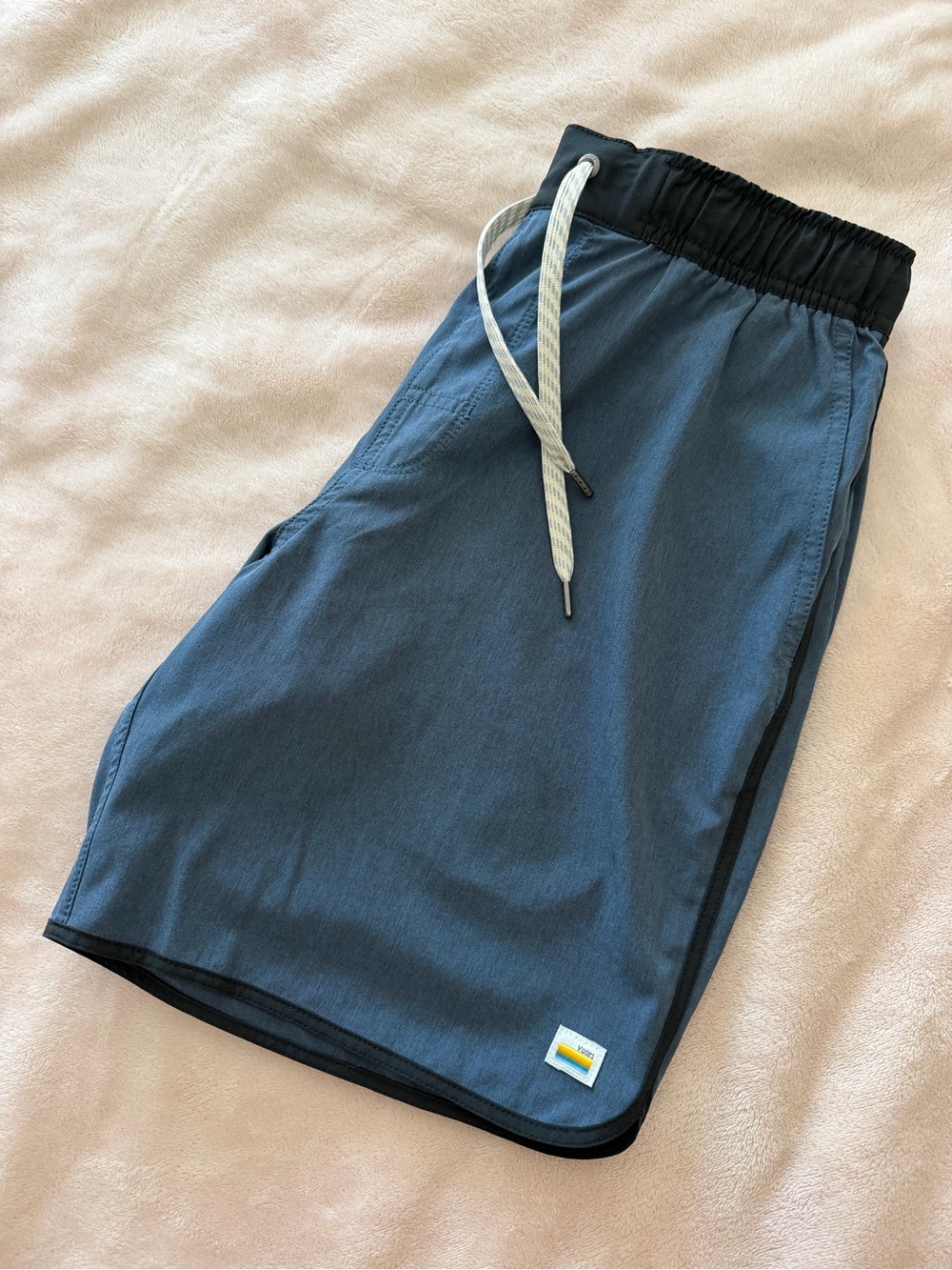 Vuori Blue and Black Athletic Drawstring Shorts